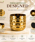 ecofynd Premium Golden Metal Planter – 5 Inch, Symmetrical Oval Design