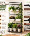ecofynd Black Plant Stand with Trellis