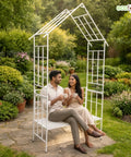 ecofynd Ecofynd White Arbor 2 Seater Garden Bench for Outdoors Hut Shaped