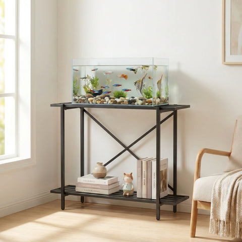 ecofynd 2-Tier Black Fish Tank Stand