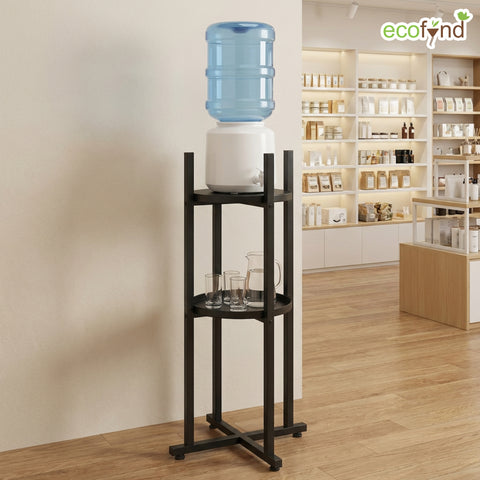 ecofynd Ecofynd HydroNest 2-Tier Black Water Dispenser Stand with Storage Shelf