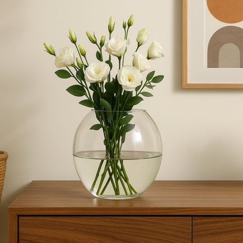 ecofynd Glass Vase for Flowers & Décor – Clear Globe Shape | Transparent