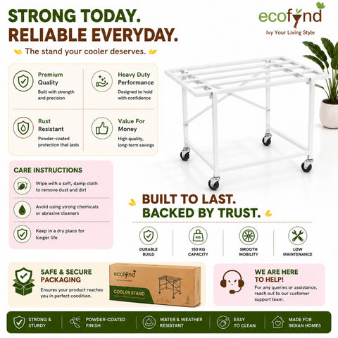 ecofynd Ecofynd GlideBase Heavy-Duty White Cooler Trolley with 360° Rotating Wheels