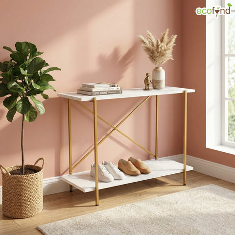 ecofynd Jr Elix 2-Tier Metal Storage Bench for Entryway