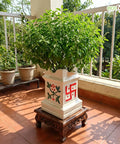 ecofynd Ecofynd 10 Inch Ceramic Tulsi Planter with Diya Holder Ivory