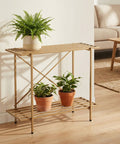ecofynd Adam Metal Golden Plant Stand – 2 Tier Utility Display for Home & Garden