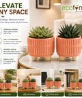 ecofynd 3.5 Inch Ceramic Plant Pots with Drainage Hole