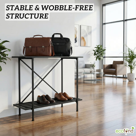 ecofynd 2-Tier Black Metal Luggage Rack