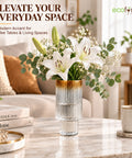 ecofynd Glass Vase for Flowers & Decor – Symmetrical Ribbed Pattern | Clear