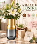 ecofynd Glass Vase for Flowers & Decor – Clear Oval Shape | White
