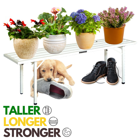 Ecofynd White Heavy-Duty Metal Plant Stand – Stable Multi-Pot Organizer