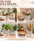 ecofynd Glass Vase for Flowers & Decor – Symmetrical Ribbed Pattern | Clear