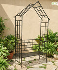 ecofynd Ecofynd Black Arbor 2 Seater Garden Bench for Outdoors Hut Shaped