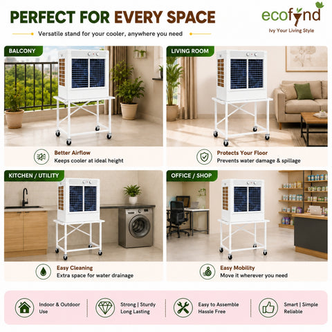 ecofynd Ecofynd GlideBase Heavy-Duty White Cooler Trolley with 360° Rotating Wheels