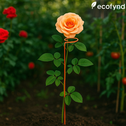 ecofynd Orange Metal Plant Trellis – 18 Inch Rust-Resistant Stake