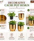ecofynd Set of 2 Halo Ribbed Metal Planter in Symmetrical Design