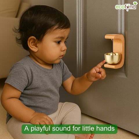 ecofynd Wooden Door Chime with Brass Bell – Handcrafted Home Accent