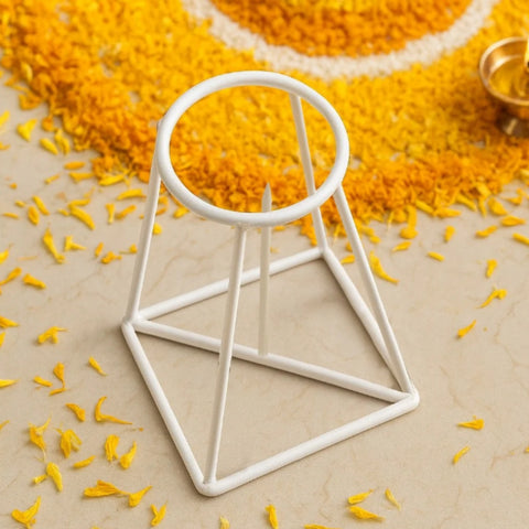 ecofynd Banana Plant Stand (Pack of 2) – White Metal Stand for Puja, Weddings & Festivals