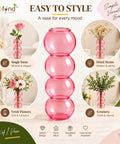 ecofynd Quad Bubble Pink Glass Vase – Modern, Minimalist & Versatile