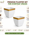 Ecofynd Midland 8” Metal Planter – Tapered Square | White