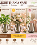ecofynd Glass Vase for Flowers & Decor – Diamond Shaped | Clear Gray