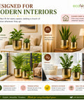 ecofynd Set of 2 Linea Patterned Golden Groove Planter – Gold Finish