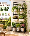 ecofynd Black Plant Stand with Trellis