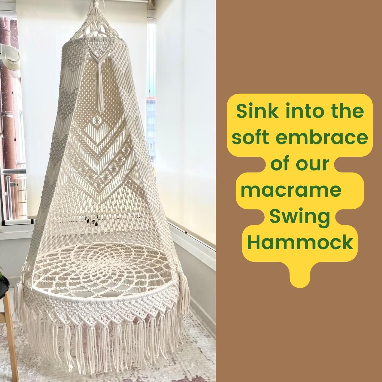 Premium Luxury Macrame Swing Hammock with Cushion