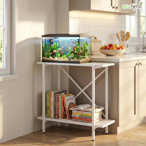 ecofynd 2-Tier White Fish Tank Stand