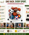 ecofynd White Sports Ball Storage Rack with 360° Rotating Wheels