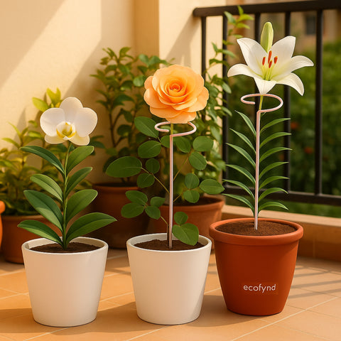 ecofynd Pink Metal Plant Trellis – 18 Inch Rust-Resistant Stake