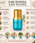 ecofynd Glass Vase for Flowers & Decor – Clear Tumbler Shape | Aqua & Gold
