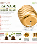 ecofynd Set of 2 Linea Patterned Golden Groove Planter – Gold Finish