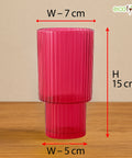 ecofynd Glass Vase for Flowers & Décor – Symmetrical Ribbed Pattern | Pink
