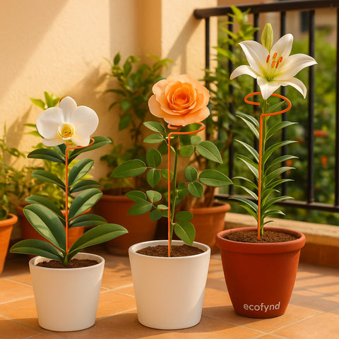 ecofynd Orange Metal Plant Trellis – 18 Inch Rust-Resistant Stake