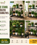 Ecofynd Adam Metal Plant Stand | 2-Tier Shelf for Indoor & Outdoor Use | Ecofynd