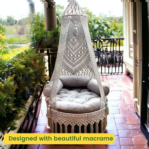 Premium Luxury Macrame Swing Hammock with Cushion