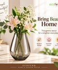 ecofynd Glass Vase for Flowers & Decor – Diamond Shaped | Clear Gray