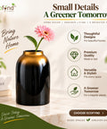 ecofynd Glass Vase for Flowers & Decor – Jar Shaped | Black with Gold Hue