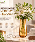 ecofynd Glass Vase for Flowers & Decor – Hourglass Shaped | Golden Tint