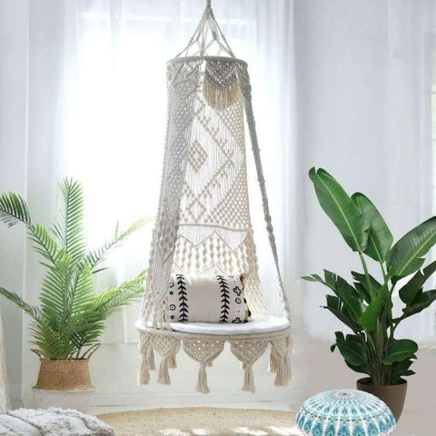 Premium Macrame Swing Hammock Indoor Balcony Chair – Ecofynd