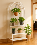 ecofynd 3-Tier White Arbow Metal Plant Stand – Elegant Space-Saving Display