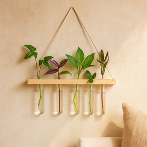 ecofynd 1-Tier Hanging Test Tube Planter – Wooden Frame Hydroponic Station