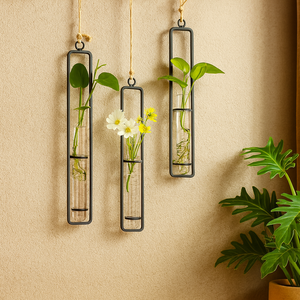 ecofynd Minimalist Hanging Test Tube Planter Set – Hydroponic Wall Planter for Home & Office