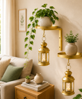 ecofynd 2 Pack Cora Wall Mounted Metal Plant Stand with Hanging Hook