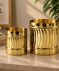 ecofynd Set of 2 Cylindrical Metal Planter – 6/7 Inch, Symmetrical Design