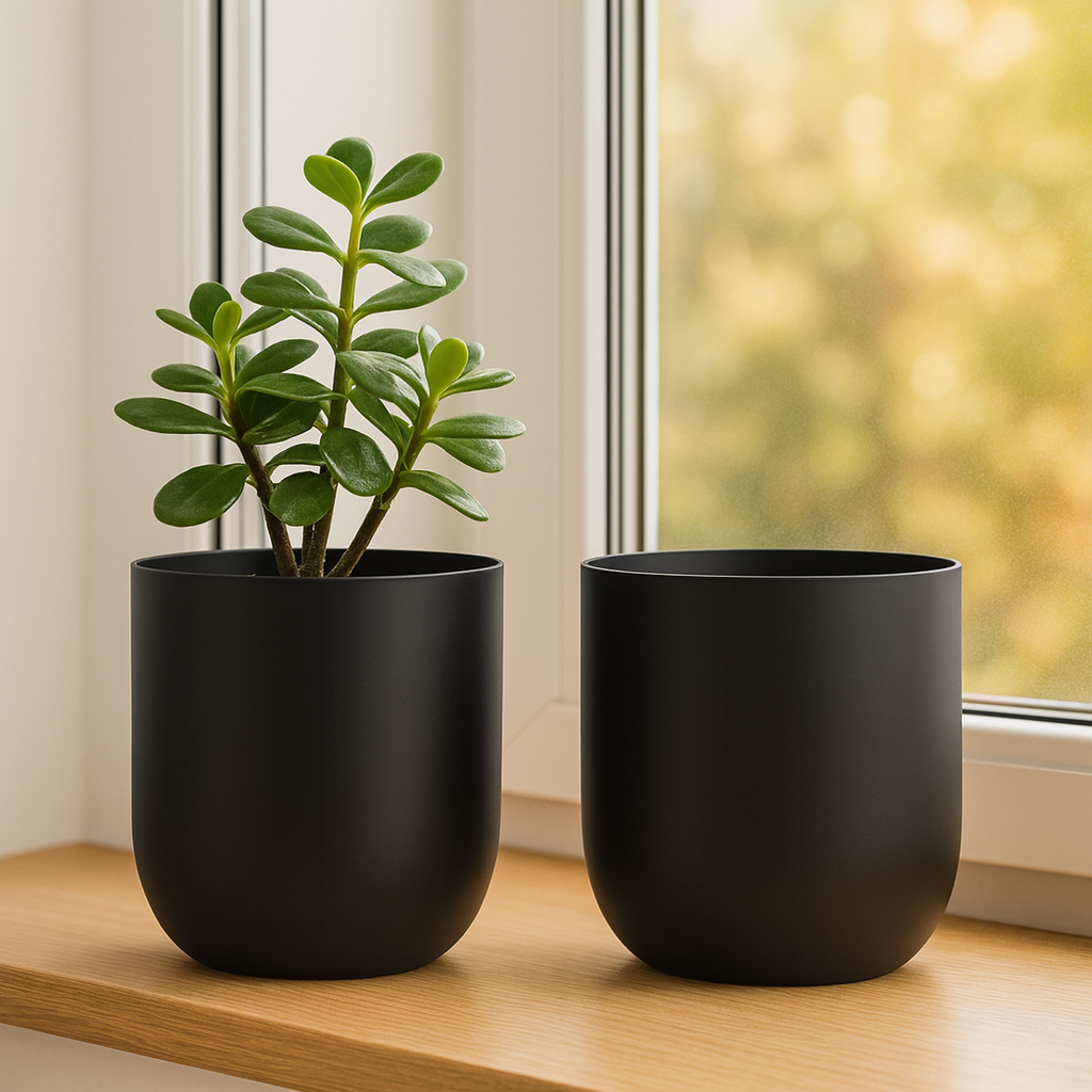 Ecofynd Succulent Black Metal Plant Pot