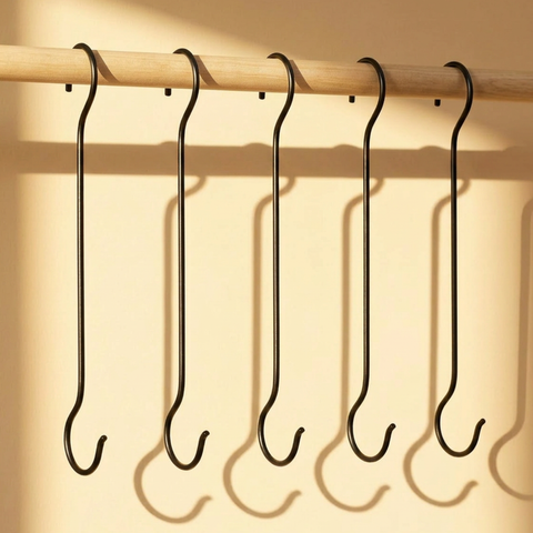 Ecofynd S-shaped Pot Extension Hooks, 16" (Pack of 5)