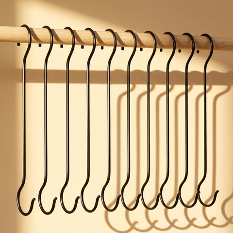 Ecofynd S-shaped Pot Extension Hooks, 16" (Pack of 10)