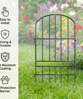 ecofynd Long Grill Garden Fence – Black Iron Arc Panels (Set of 5/10)